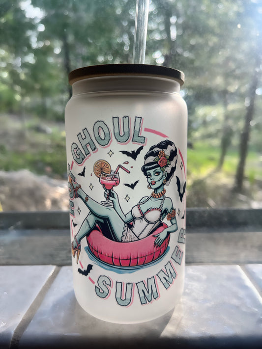 Hot Ghoul Summer Frosted Glass | Bride of Frankenstein Summer | Classic Horror Monsters | Horror Queen