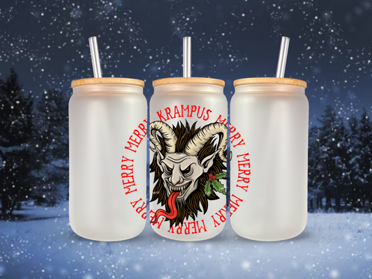 Merry Krampus Frosted Cup | Krampusnacht | Krampus Gift | Christmas Gifts | Vom Krampus
