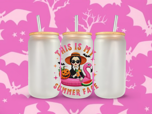 Wednesday Addams Summer Frosted Glass | Gothic Summer | This Is My Summer Face | Addams Family Merch