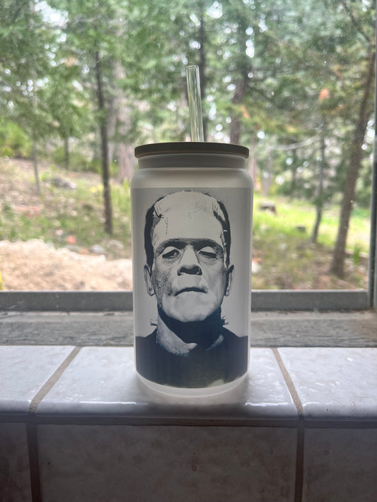 Frankenstein Frosted Cup | Frosted Glass | Classic Horror Monsters | Horrorcore