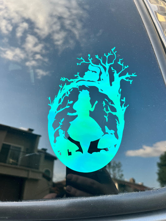 Alice in Wonderland Decal | Through the Looking Glass | Down the Rabbit Hole | Tea Party Decal | Mirror Decal