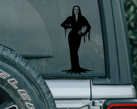 Morticia Addams Decal | The Addams Family | Goth Queen Decal | Horror Queen | Morticia Addams Decal for Cars, Laptops, Water Bottles